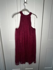 Nine West Metallic Halter Mockneck Swing Mini Dress   Women's Size XL