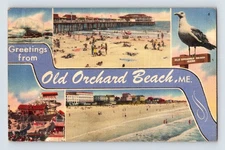 Vintage 1956 Litho Postcard Greetings from Old Orchard Beach ME
