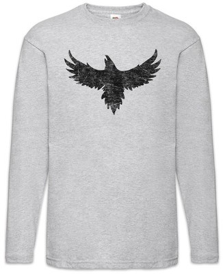Crow Silhouette Langarm T-Shirt Krähe Rabe Sam Vogel Bird Raven Poe Edgar