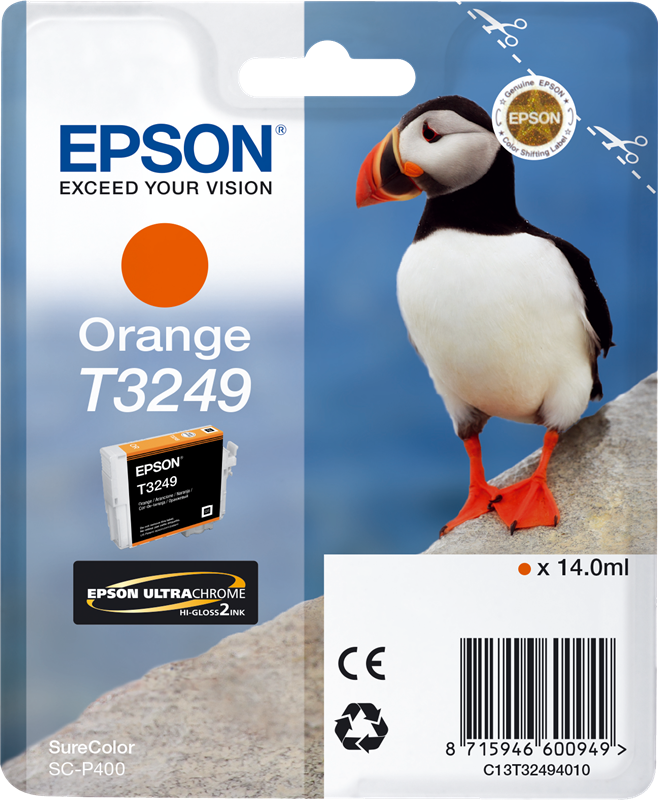 Original Epson T3249 Orange Ink Cartridge (C13T32494010) - Image 3