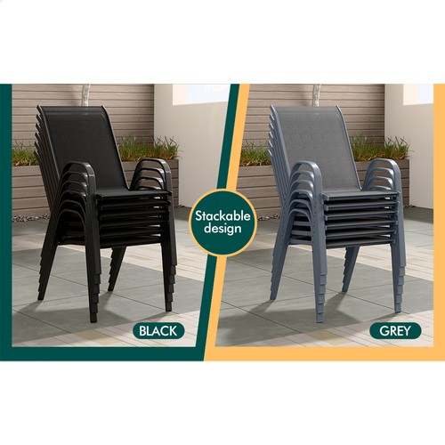 ALFORDSON 7PCS Outdoor Dining Set Garden Table and Chairs Patio Furniture Black - Picture 5 of 11