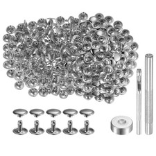 200 Sets Metal Rivets with 3 Setting Tools for Leather Craft Silver