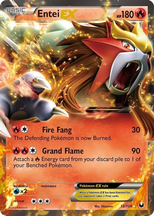 Entei EX - 13/108 - Pokemon Dark Explorers Black & White Ultra Rare Card NM  | eBay