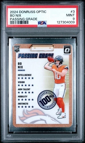 2024 PANINI DONRUSS OPTIC PASSING GRADE #3 BO NIX ROOKIE RC PSA 9