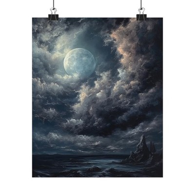 Moon Art Print, Dark Academia Art, Dark Cottagecore Art, Witch Room Décor