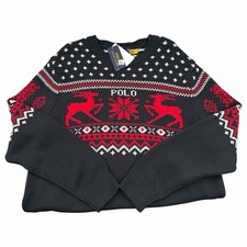  298 Polo Ralph Lauren Fair Isle Nordic Cotton Cashmere Crewneck Ski Sweater L