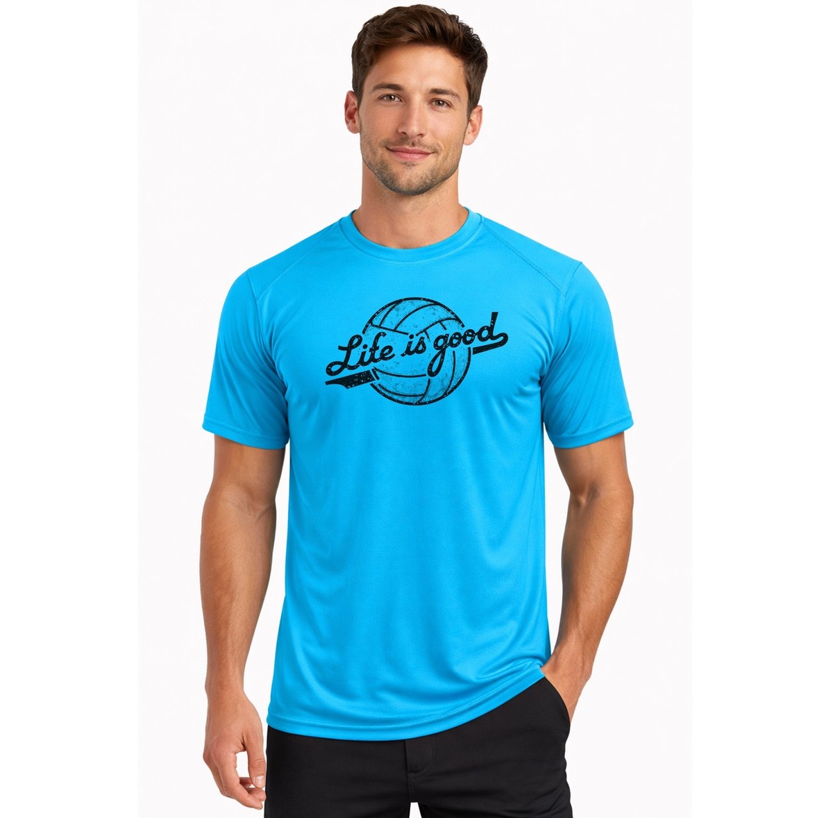 Life is Good Volleyball Dry Fit UPF T-Shirt Fishing Sport UV Sun