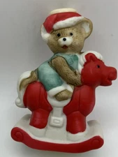 Twinkle Tree Rocker Christmas Bisque Porcelain Ornament Vintage Jasco Teddy Bear