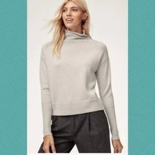 Wilfred Heathered White 100 Merino Wool Mockneck Cyprie Sweater  Women's XS