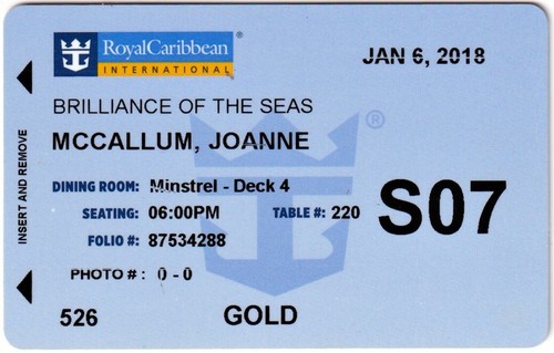 Royal Caribbean Cruise Line Collectible Room Keys - 'Brilliance' *Free Shipping