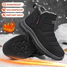 Men's Slip on Snow Boots Ankle Short Causal Shoes Winter Warm Soft Plush Boots
