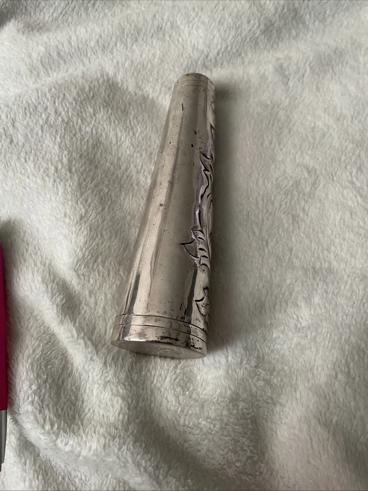 Sombrilla antigua vintage plateada paraguas bastón mango bastón. Foto 3 de 4