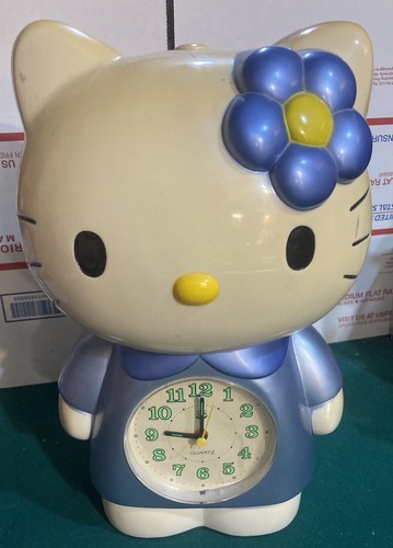 Hello Kitty 12" BIG TALL ALARM CLOCK,KEEPS TIME,DON'T KNOW IF ALARM WORKS,FADED