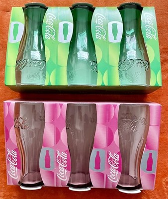 McDonald s 2006 rosa & grün Coca Cola Cola Gläser x6 von Luminarc noch in Box 