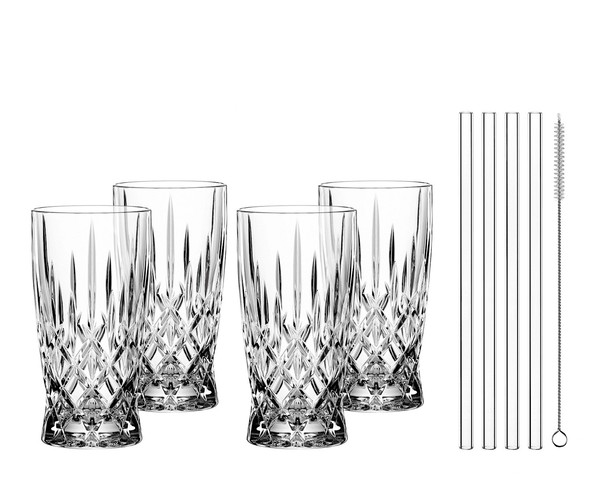 Nachtmann 104671 Noblesse Latte Macchiato GläSer 4Er Set Und Glastrinkhalme-image