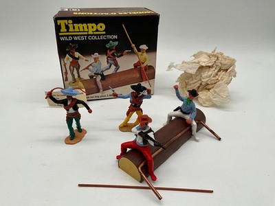 Timpo Toys Wild West Collection 761 Two Cowboys on log plus 2 Mexicans in OVP