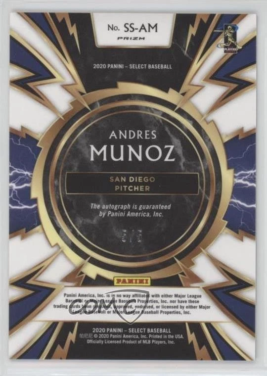 2020 Panini Select Sparks Signatures Green Prizm /5 Andres Munoz Rookie Auto RC - Image 2 of 2