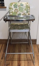 Vtg Cosco Flower Power Kids High Chair 60s 70s Mid Century Foldable Metal Tray