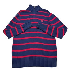 Chaps Cotton Blue Red Stripe 1/4 Zip Sweater Top, Size XL Youth (18-20) NWT