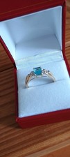 Stunning 9ct Yellow Gold Topaz & Diamond Ring. Size T1/2. Gift Boxed.