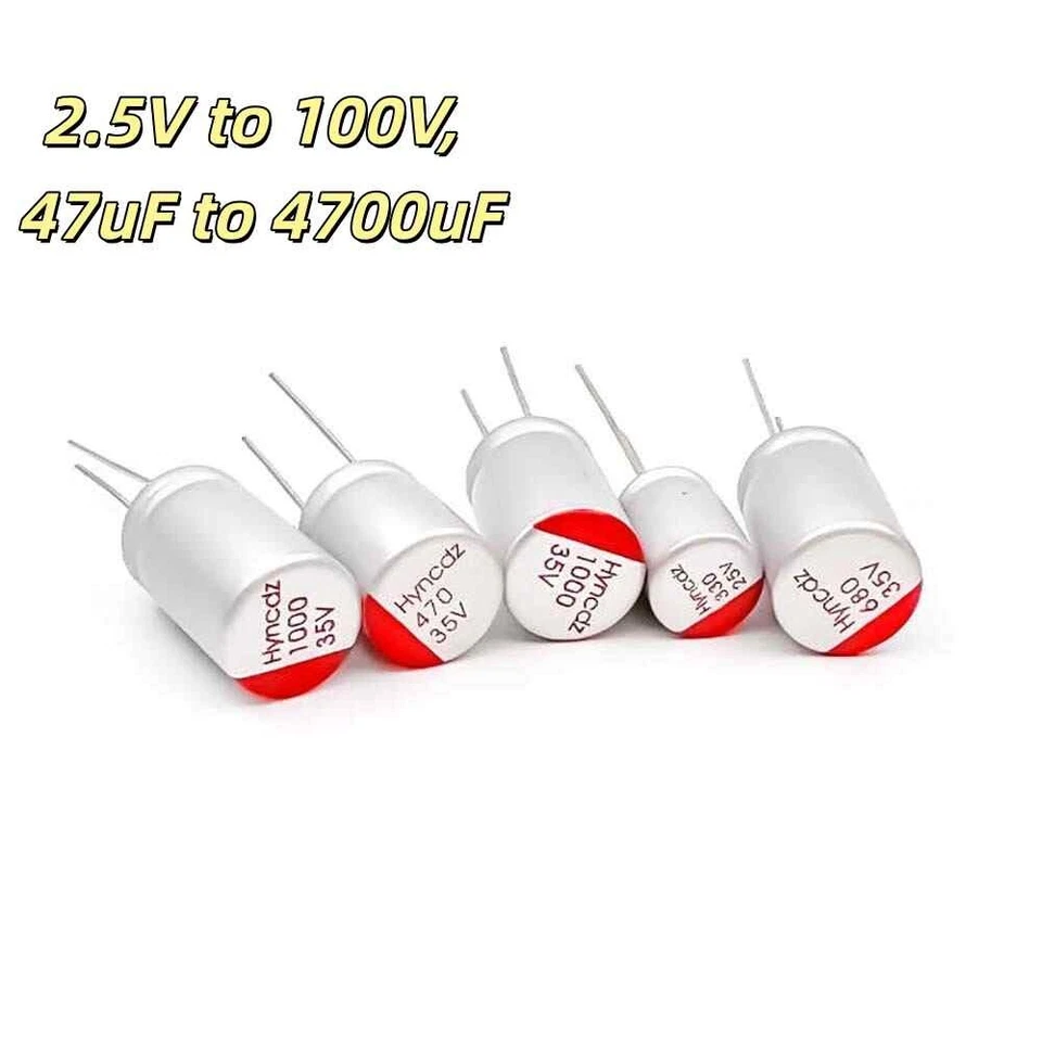 Radial Aluminium Electrolytic Capacitor Polymer 2.5V to 100V, 47uF to 4700uF