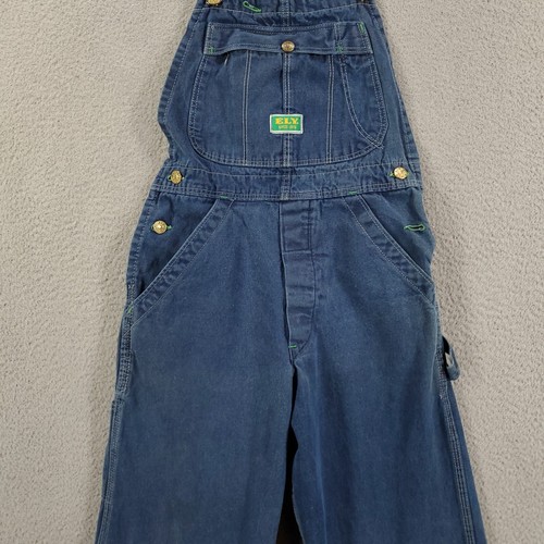 Vintage Ely Overall Bibs XS 24x26 Distressed Dark Blue Denim Carpenter Farmer - Picture 3 of 14