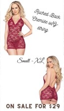 Pure Romance Raspberry Ruched Back Chemise w/ G-String Size XL New In Package