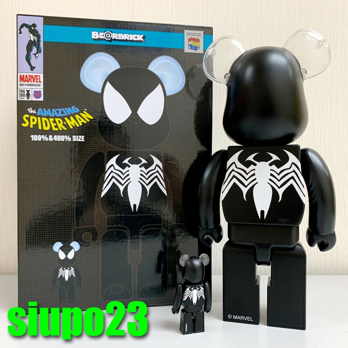 Medicom 400% + 100% Bearbrick ~ Marvel Spiderman Be@rbrick Black ...