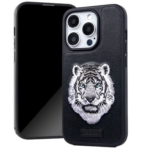 For iPhone 15 Pro Case Premium Embroidery Patchy TPU Case - Tiger - Picture 9 of 15