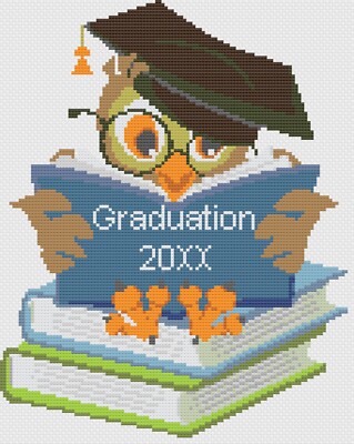 Florashell Kreuzstich Stickset - Florashell Graduation Owl, Muster/Anleitung
