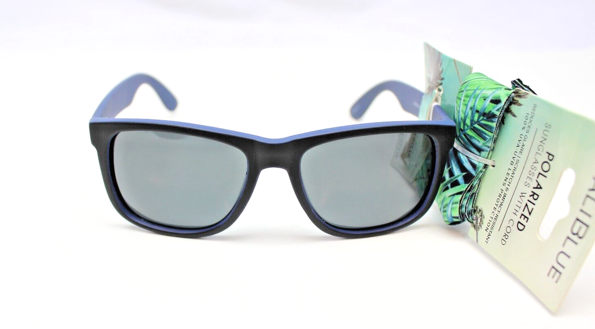 CaliBlue POLARIZED Black & Blue Mirrored Sunglasses w. Cord CaliBlue POLARIZED Black & Blue Mirrored Sunglasses w. Cord