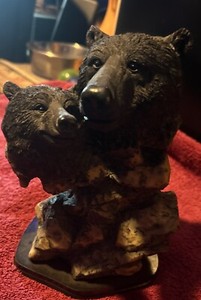 Beautiful 8” Black Bear With Cub Poly Resin Decorative Figurine