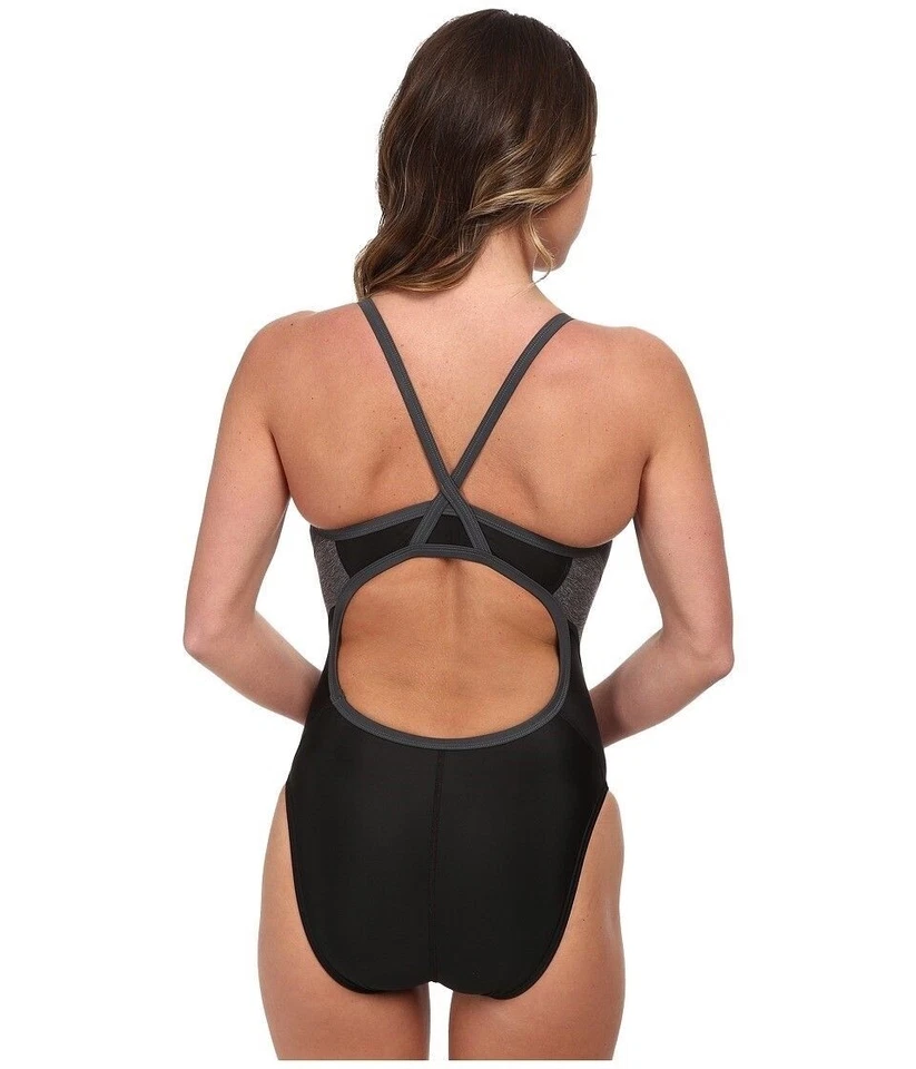 Traje de baño SPEEDO Relanzamiento Empalme Fly Back Mujer Una pieza Negro Gris Talla 30 Foto 4 de 4