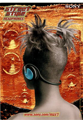 Headphones, Sony website, Sony Electronics Inc. contact, Max Racks Postcard