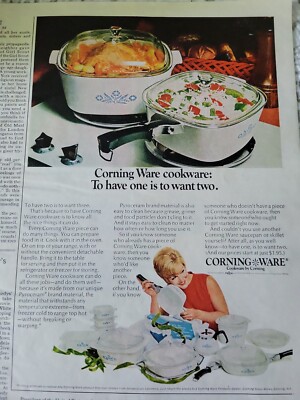 1967 Corning Ware cornflower blue cookware dishes vintage ad