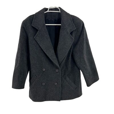 Josh Evan 100% virgin wool black pea coat winter sz 8 casual business warm
