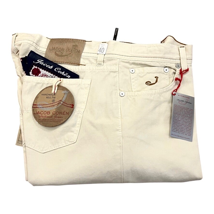 Jacob Cohen J620 Men's 5 Pocket Jeans Pants Cloth Cream White