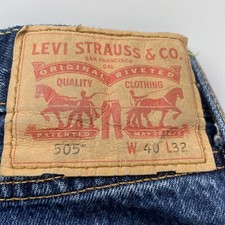 Levi's 505 Regular Fit Straight Rugged Blue Denim Jeans Mens Size 40 X 32