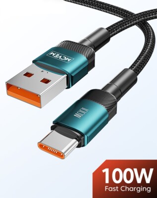 MCVEM 100 Watt Fast Charging USB A to C Cable - Braided Cable with 480 Mbps data