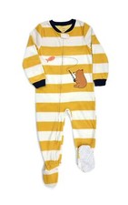 Carter's Toddler Boy's Striped Fishing Bear Fleece Footed Pajama Sleeper