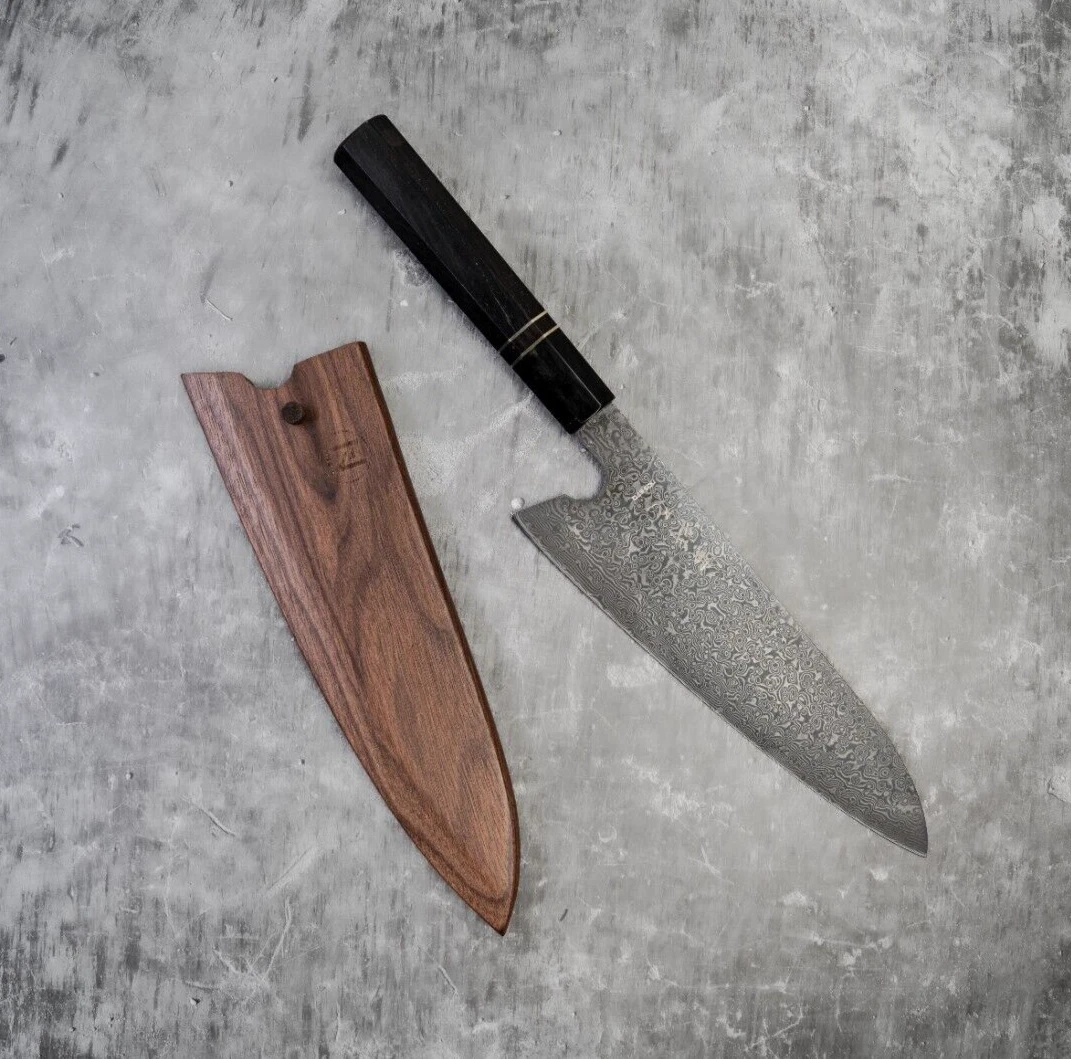 Noseto 110 Layers Damascus Japanese Knife Gyuto Hone and Ebony Wood Octagonal