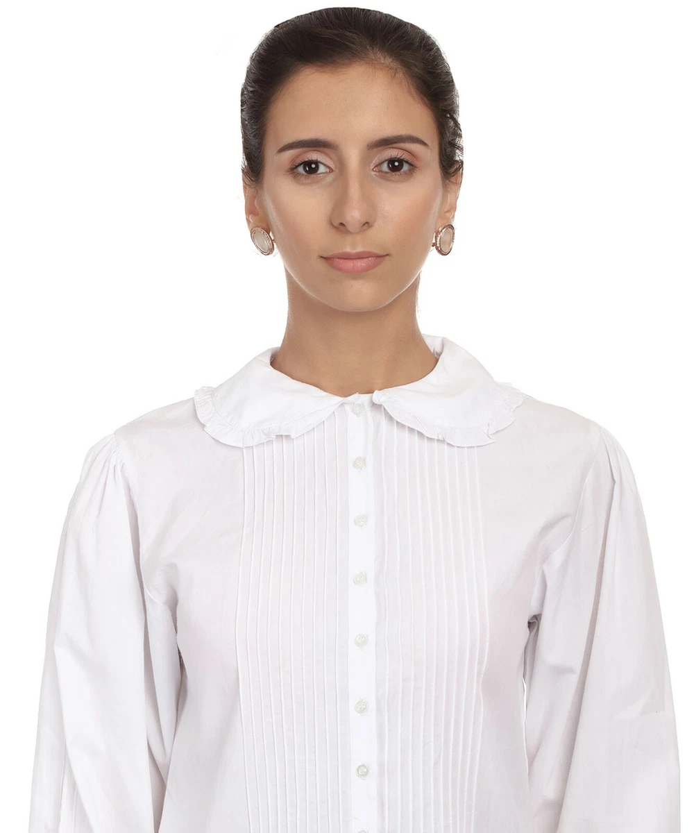 white short sleeve peter pan collar blouse