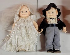 Vintage Kewpie Cameo Doll Bride and Groom 15" With Ring NICE