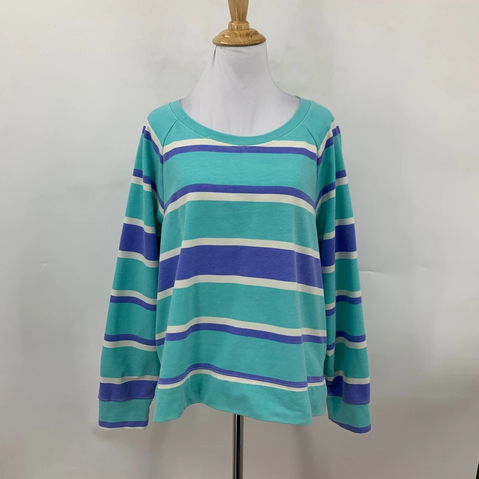 Sudadera Wildfox Lounge para mujer XL extra grande azul a rayas cuadrada suelta para dormir Foto 2 de 4