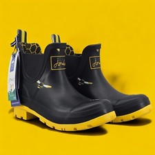 New Joules Rain Boots Wellibob Black Honey Bee Size US: 5 UK: 3