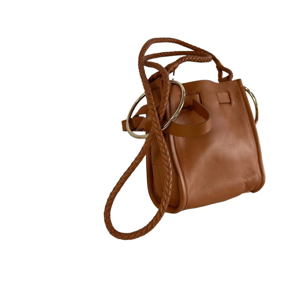 Bolso pequeño cubo de cuero napa doble cara tostado TAMARA MELLON genuino Foto 3 de 4