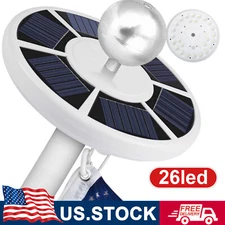 Solar Powered Flag Pole Light 26 LED Auto Active Super Bright Waterproof USA