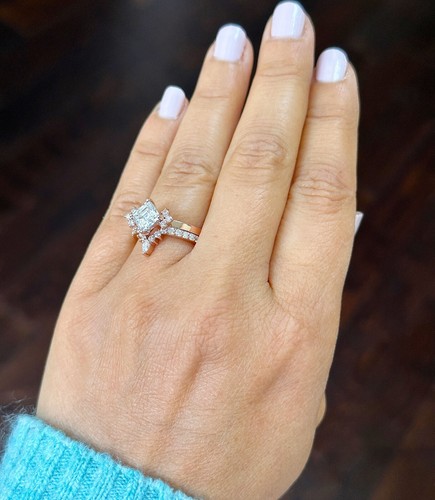 14K Rose Gold Asscher Round Pear Cut Natural Diamond Engagement Ring 2.20ctw - Picture 5 of 9