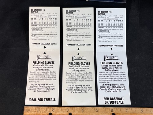 Vintage Bo Jackson Kansas City Royals Franklin Baseball Glove Tag Lot of 3 AA - Picture 3 of 3