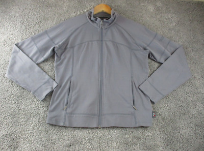 Kathmandu Jacket 12 Full Zip Grey Zip Up Long Sleeve High Collar Stretch Womens